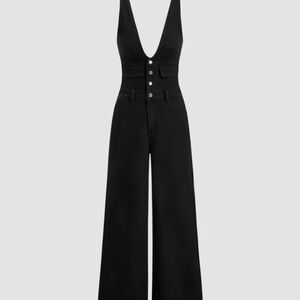 Chic Black Denim CIDER Sleeveless Jumpsuit